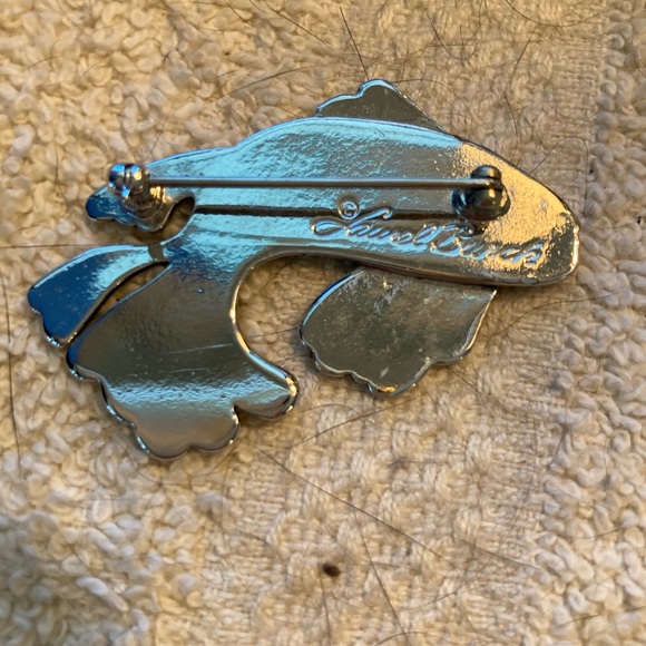 Laurel Burch Goddess Koi Fish Silver -Rhodium Brooch Pin RARE FIND - Picture 6 of 9